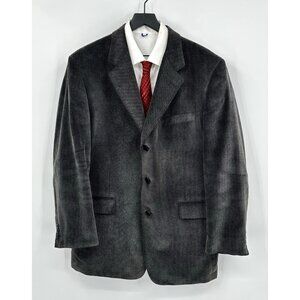 ADOLFO jacket blazer sport coat 100% cotton velvet three button gray silver 42R